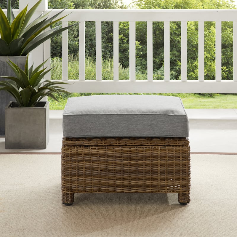 Crosley Bradenton Outdoor Wicker Ottoman - 25 "W x	20 "D x 18.5 "H