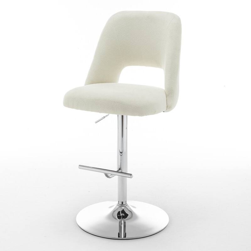 Best Quality Furniture Adjustable Textured Fabric Barstools with Chrome Finish Base (Set of 2)
