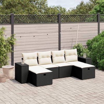 vidaXL Patio Sofa Set with Cushions Outdoor Furniture 6 Piece Poly Rattan