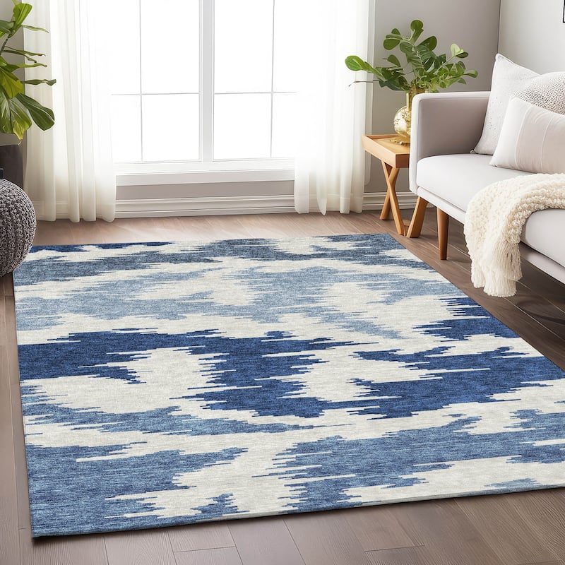 Premium Washable Super Soft Modern Chic Mayfield Rug - Navy - 10' x 14' - Rectangle