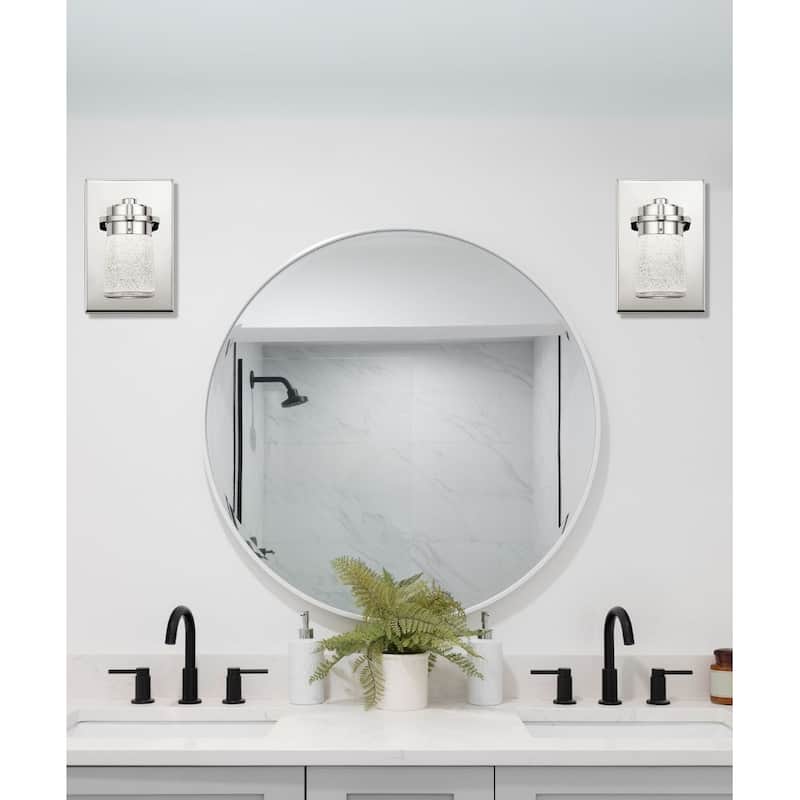 Vada 5"W 1-Light LED Vanity Bath Light Sconce Polished Nickel, Bubble Glass Shade by Kichler