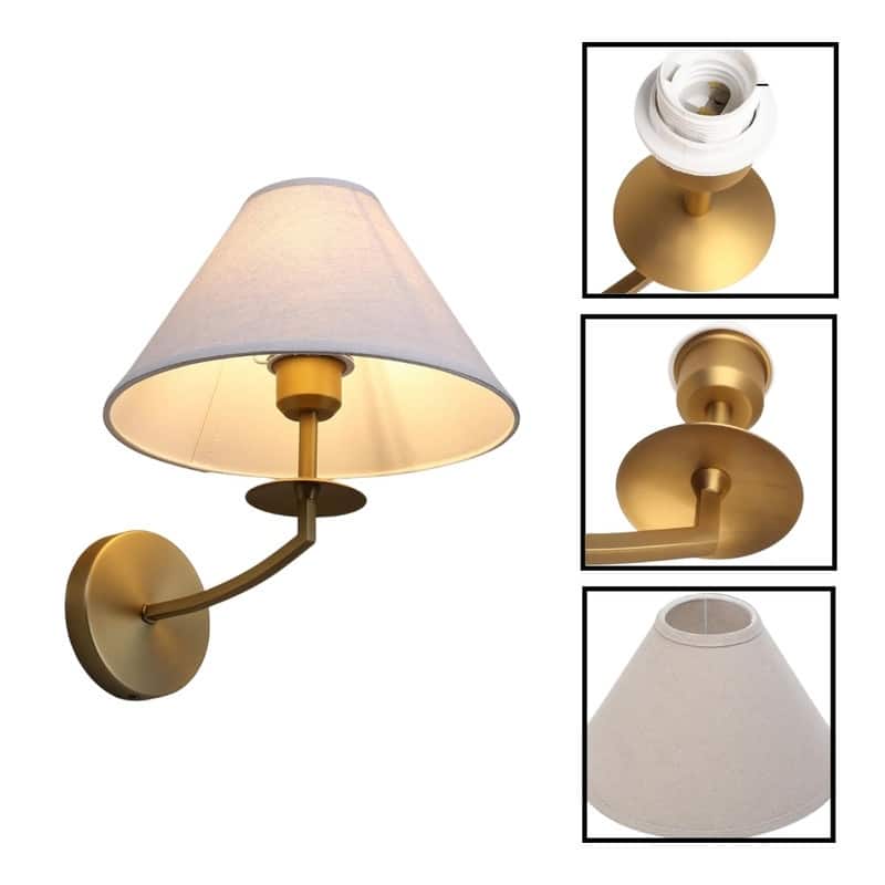 E26 lighting fixtures gold wall sconce linen, metal wall lights