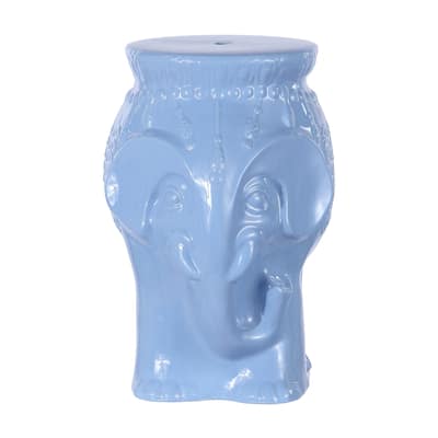 Lucky 18.5" Modern Bohemian Elephant Ceramic Garden Stool, by JONATHAN Y