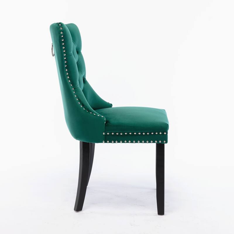 Set of 2 Modern High-End Tufted Solid Wood Upholstered Dining Chair with Nailhead Trim