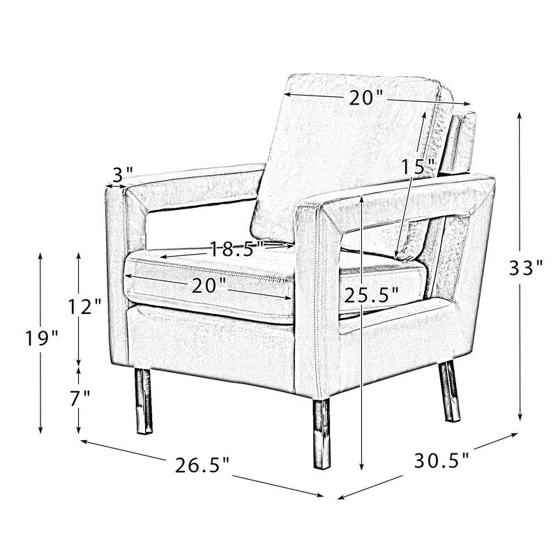 Valentina Comfy Accent Armchair with Golden Metal Legs and Removable Cushions by HULALA HOME