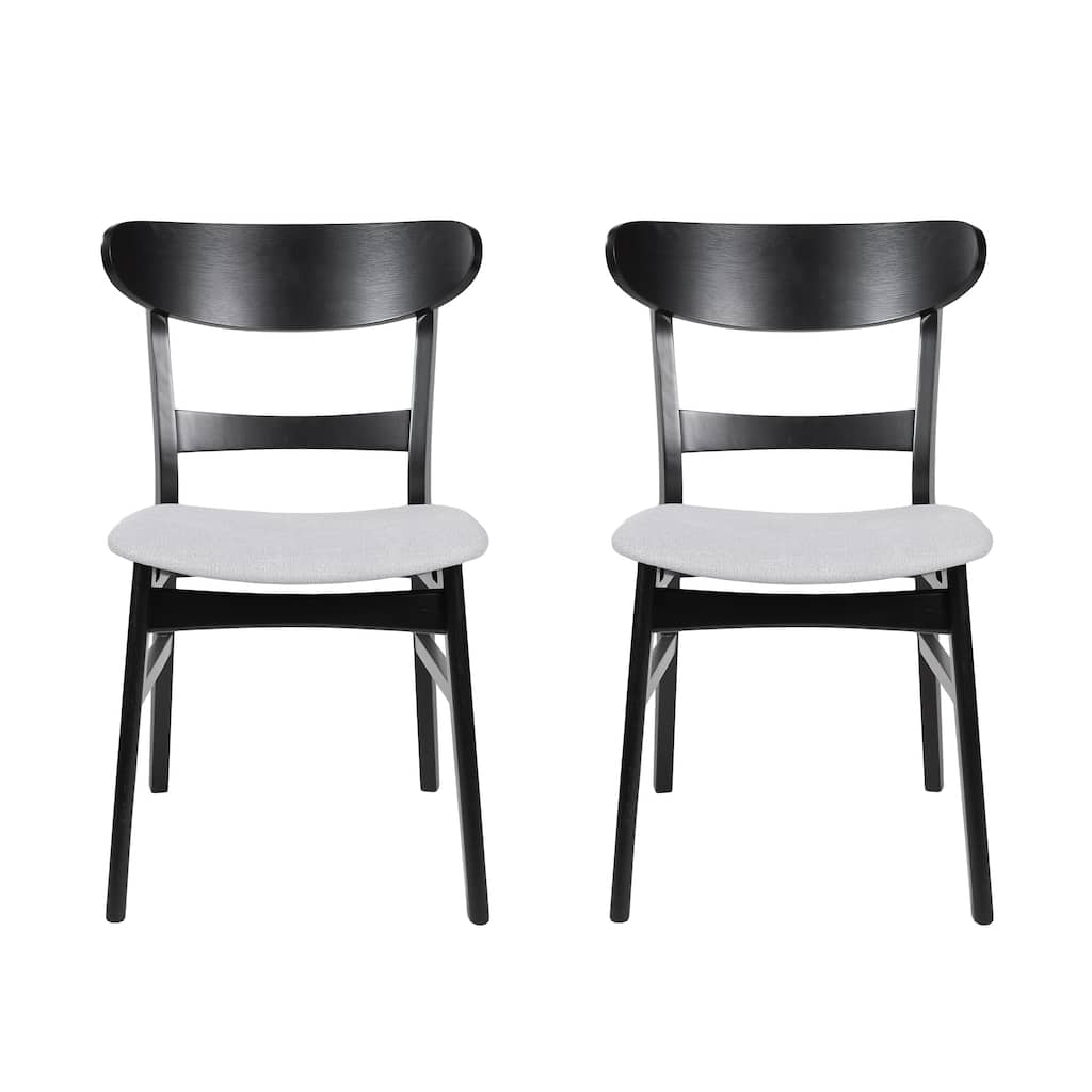 Cole Dining Chair Set of 2, Curved Open Back, Beige Padded Seat, Black