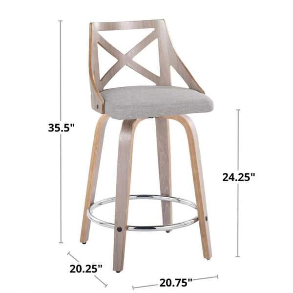 dimension image slide 1 of 2, The Gray Barn Charlotte 24" Fixed-Height Counter Stool with Bent Wood Legs (Set of 2)