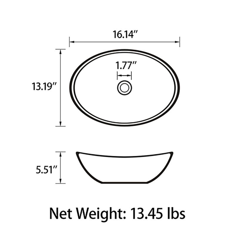 Sinber White Ceramic Countertop Bathroom Vanity Vessel Sink