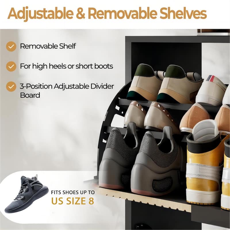 24 Pair Flip Drawer Shoe Storage Cabinet with Adjustable Shelves - 52.5'' H X 31.5'' W X 11.75'' D