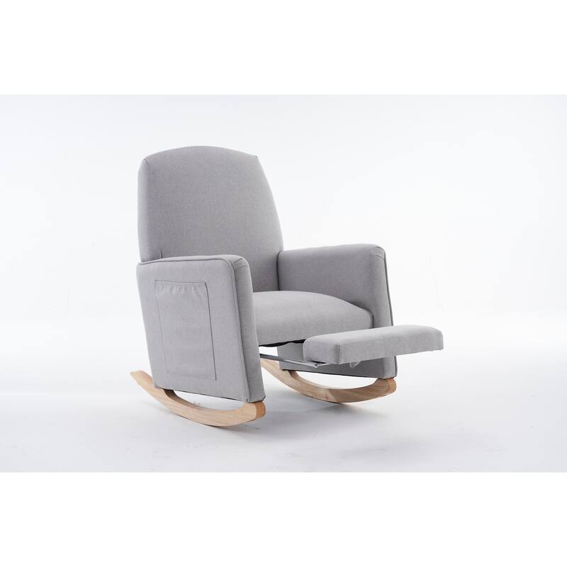 Upholstered Fabric Nursery Rocking Chair with Adjustable Footrest
