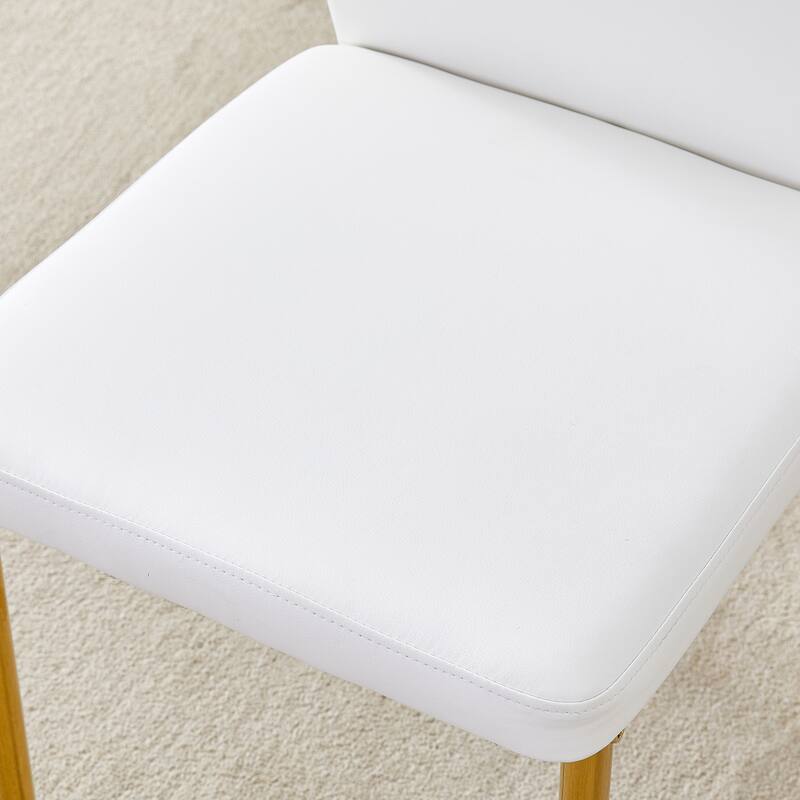 Table and chair set.A 35" Transparent Tempered Glass Round Dining Table-Gold Metal Bracket and Base.Paired with 4 WHITE