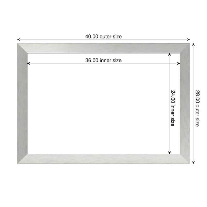 Amanti Art Brushed Sterling Silver Framed Dry Erase Magnetic Board - 40 x 28 in