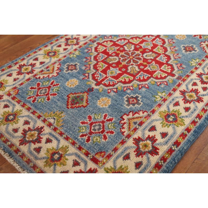 Traditional Blue Kazak Oriental Foyer Rug Handmade Wool Carpet - 2'0"x 3'0"