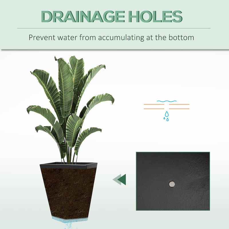 Outsunny 18", 15.25", 11.75" Tall Planters Set of 3, MgO Indoor Outdoor Planters with Drainage Holes, Stackable Flower Pots