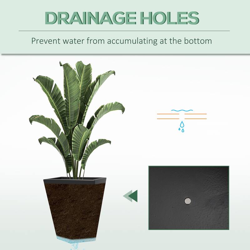 Set of 3 Stackable Indoor/Outdoor Planters with Self-Draining Design