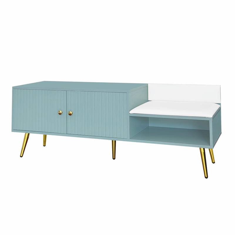 Modern Shoe Storage Bench with Hidden Compartment and Upholstered Cushion
