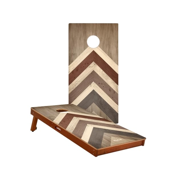 slide 2 of 6, Terra Chevron Solid Mahogany All-Weather Cornhole Boards NO Bags - Add Carrying Case