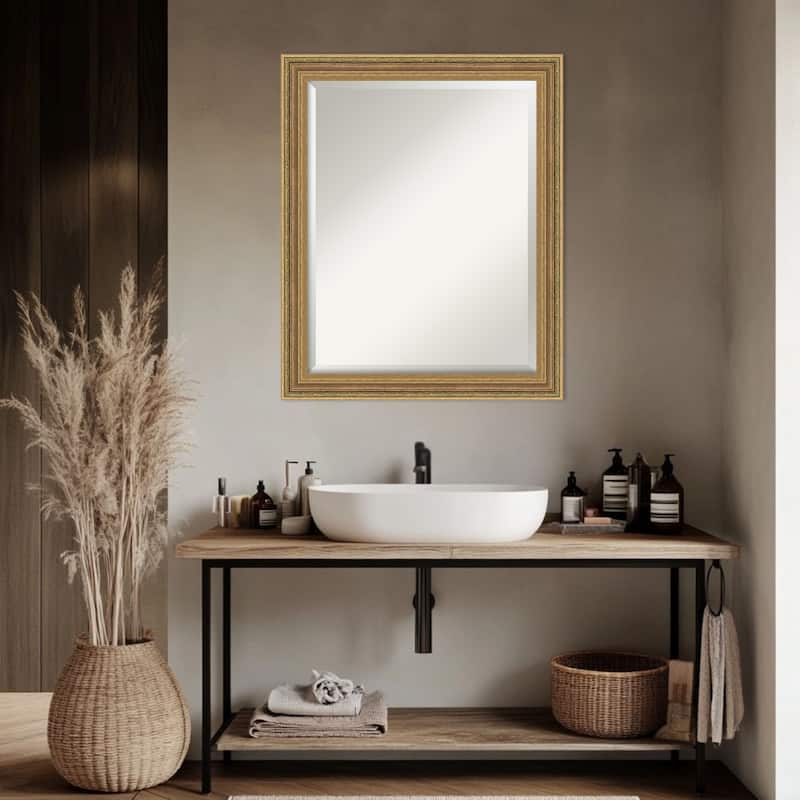 Elliot Gold Beveled Framed Bathroom Vanity Wall Mirror - Elliot Gold