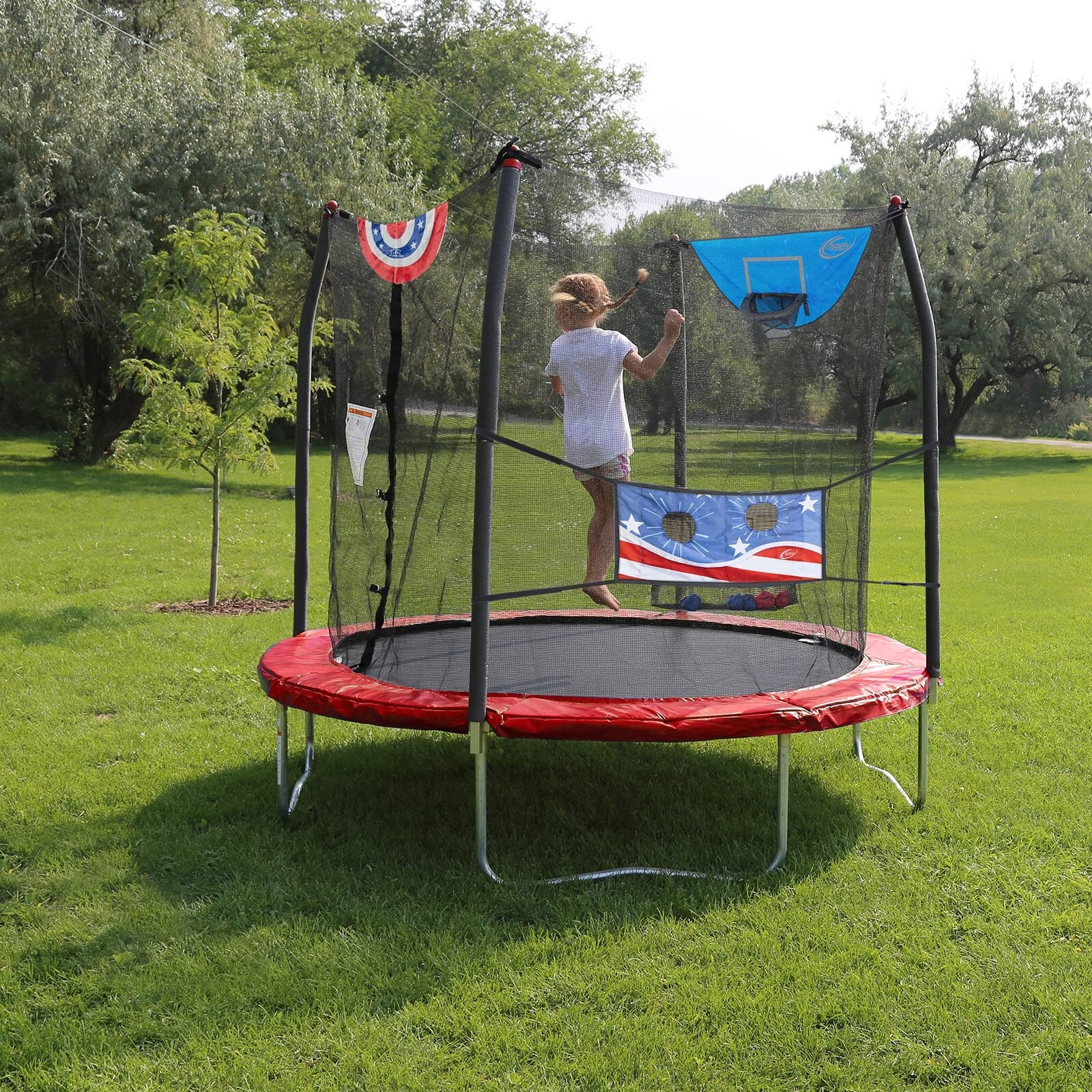Trampolines Jump N Dunk Trampoline with Enclosure Net 8FT 12FT 15FT Basketball Trampoline Stars and Stripes Bed Bath Beyond 39829719