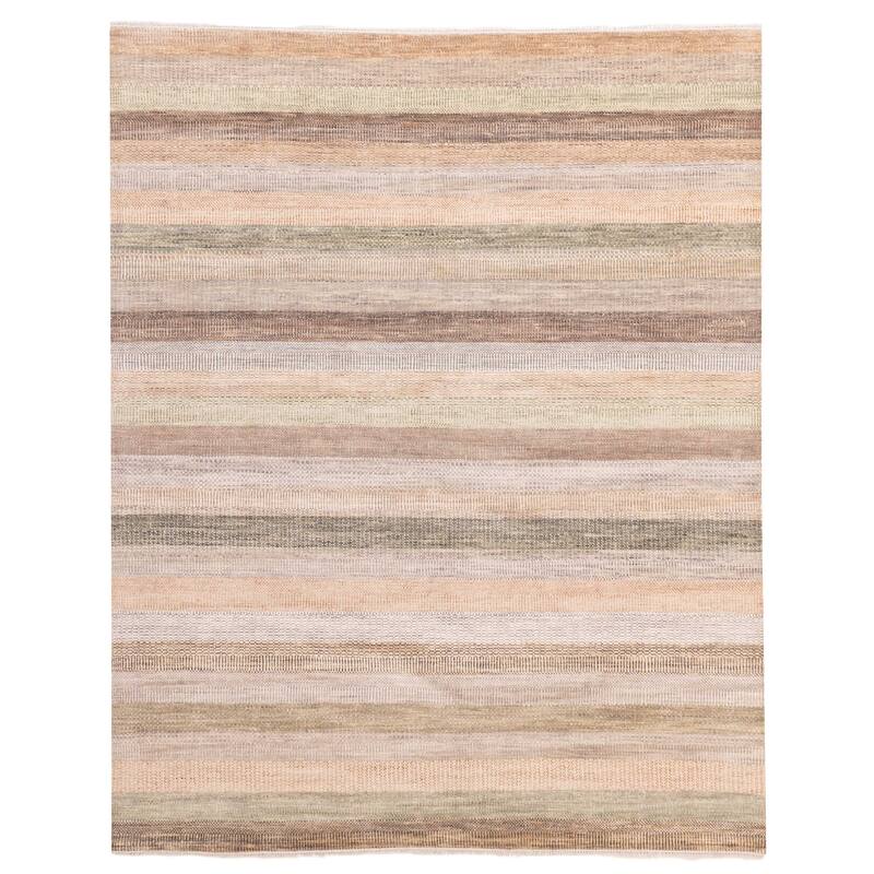 ECARPETGALLERY Hand-knotted Silk Shadow Multi Color Viscose, Wool Rug - 8'0 x 10'2