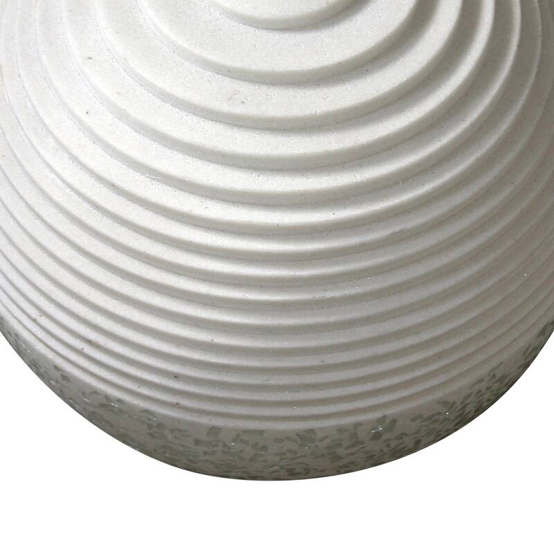 Contemporary Sandstone Polished Ball with Step Carved Lines, White