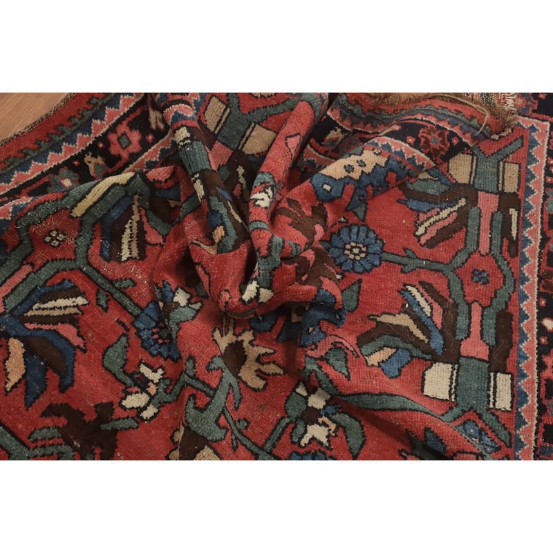 Hand Knotted Oriental 100% Wool Carpet Traditional Geometric Oranges & Rust Bidjar Area Rug - 6' 6'' X 3' 10''