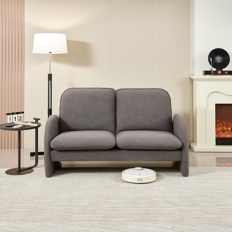 Loveseat Sofa Small Couch for Living Room,Sherpa Fabric Upholstered Loveseat Sofa Couch,Small Loveseat Sofa