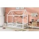 preview thumbnail 5 of 6, White Twin Pine House Bed with Fence, Door, Solid Construction