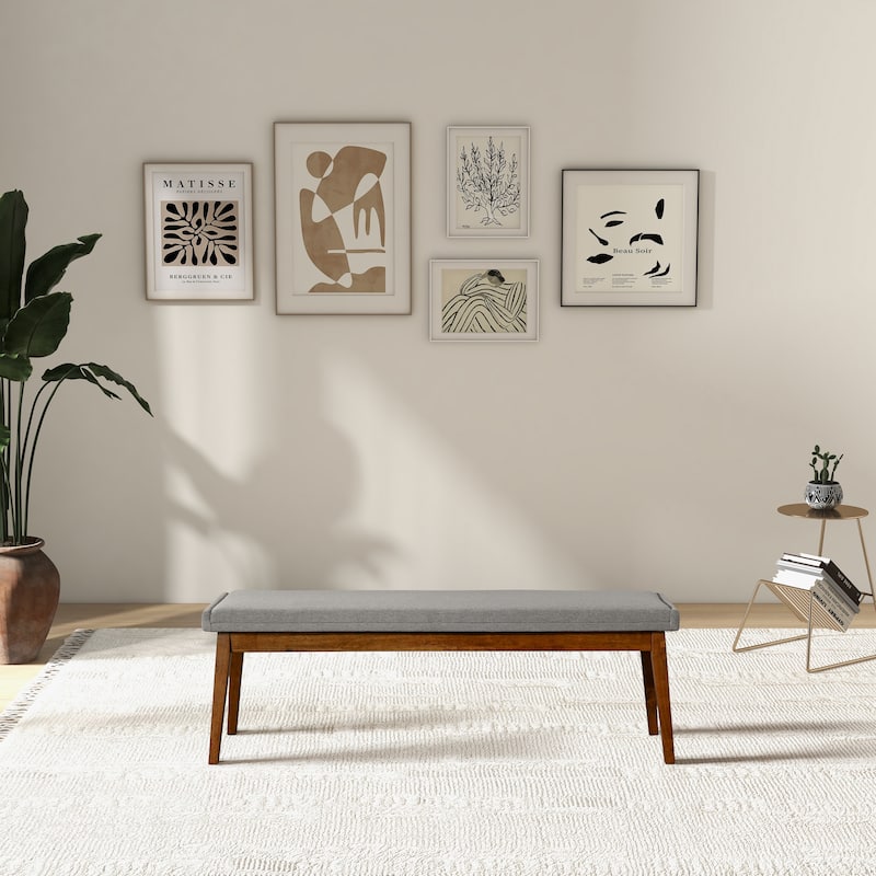 EvoSeat 56" Wide Solid Wood Fabric Upholstered Dining Bench