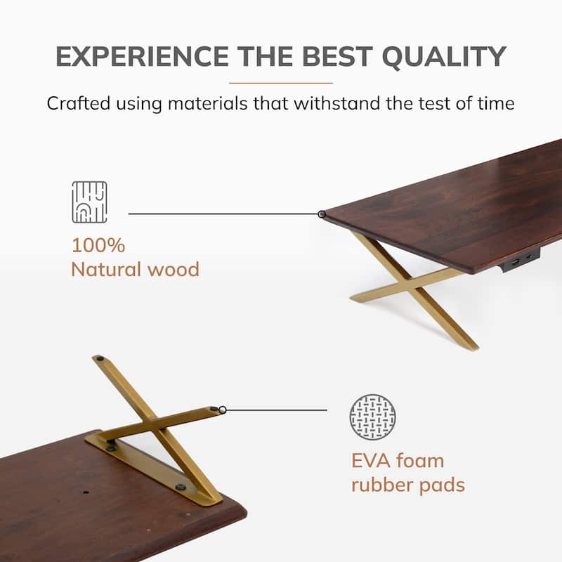 Jani Wood Monitor Stand Riser Desk - Ergonomic Design Stand, Desktop Organizer Table for Home, Office Workspace, Gaming Desk