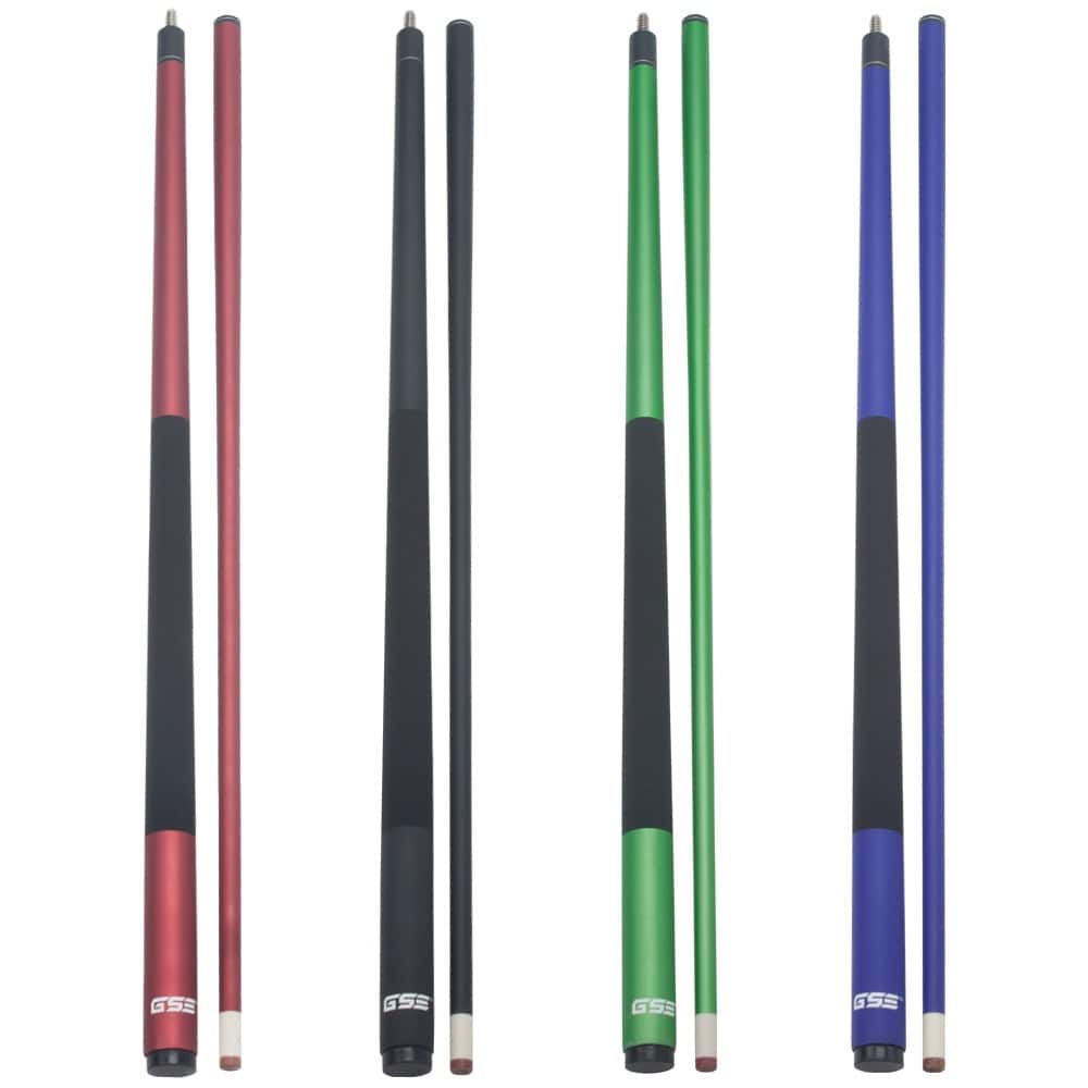 GSE™ Set of 4 Matte Fiberglass Graphite Composite Billiard Pool Cue Sticks. 58" 2-Piece Pool Cue Set for House or Commercial Use