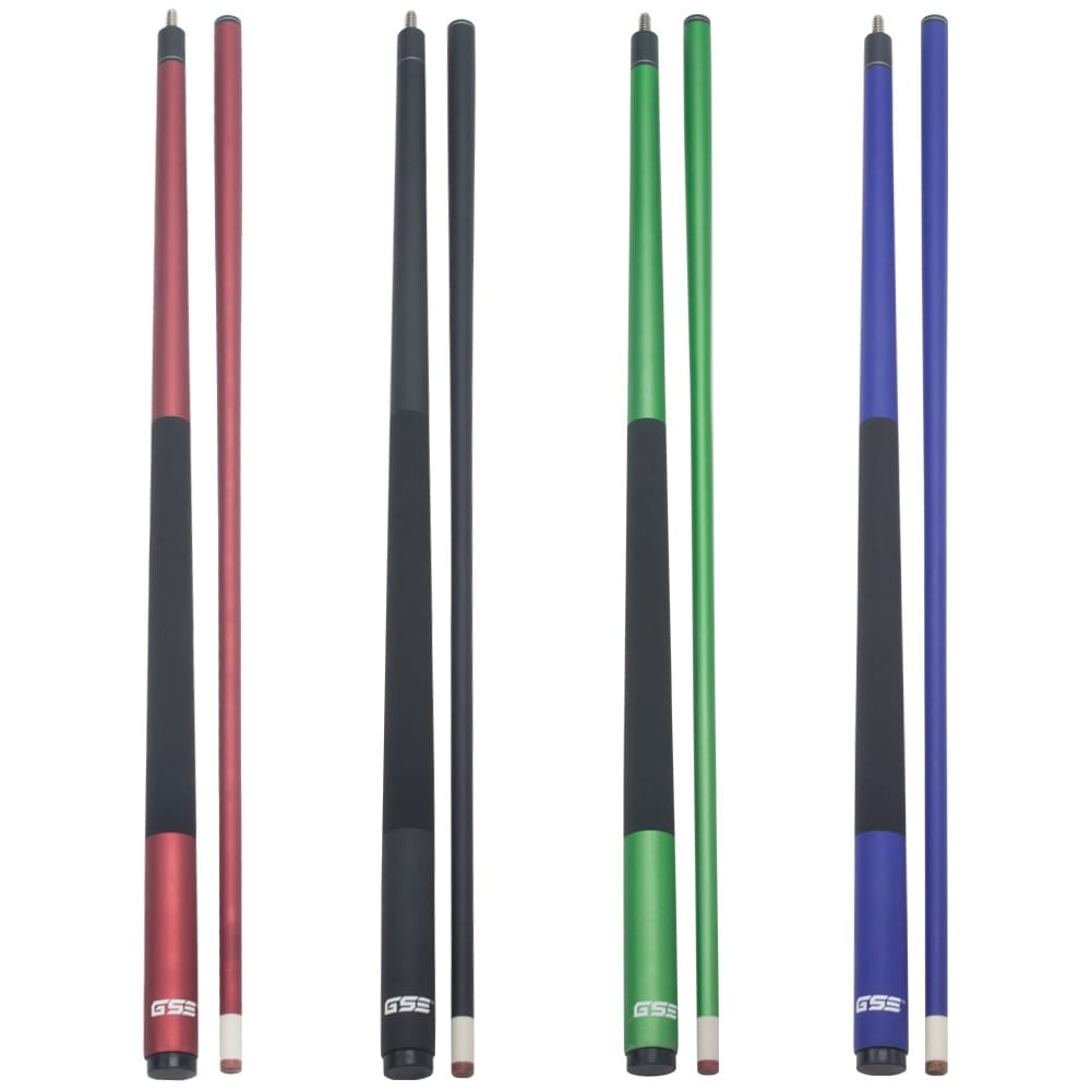 GSE™ Set of 4 Matte Fiberglass Graphite Composite Billiard Pool Cue Sticks. 58" 2-Piece Pool Cue Set for House or Commercial Use