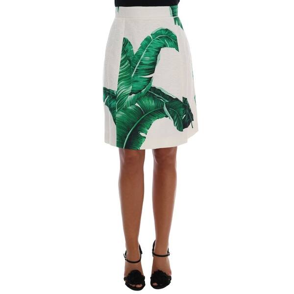 Shop Dolce Gabbana Green Banana Leaf Brocade Cotton Silk Women S