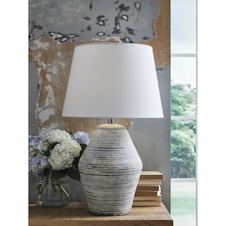 Signature Design by Ashley Lawrock Blue/White Table Lamp - 17" W x  17" D x  28" H