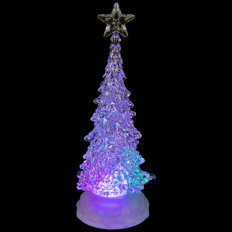 LED Lighted Acrylic Christmas Tree Decoration 10.5" Multi-Color Lights