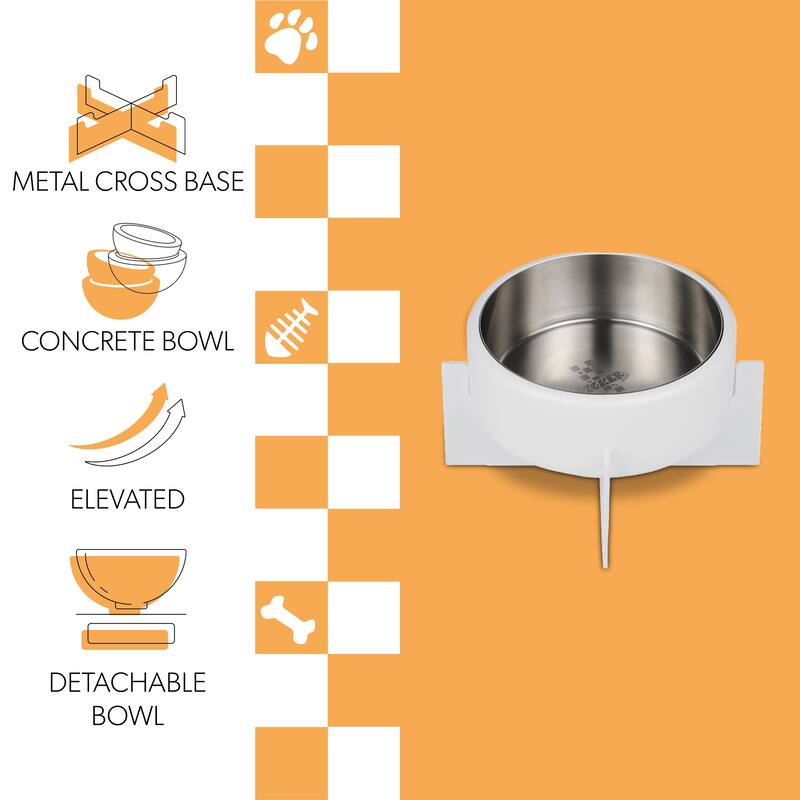 Intersecta Concrete & Steel Pet Feeder - 16oz with Metal Stand