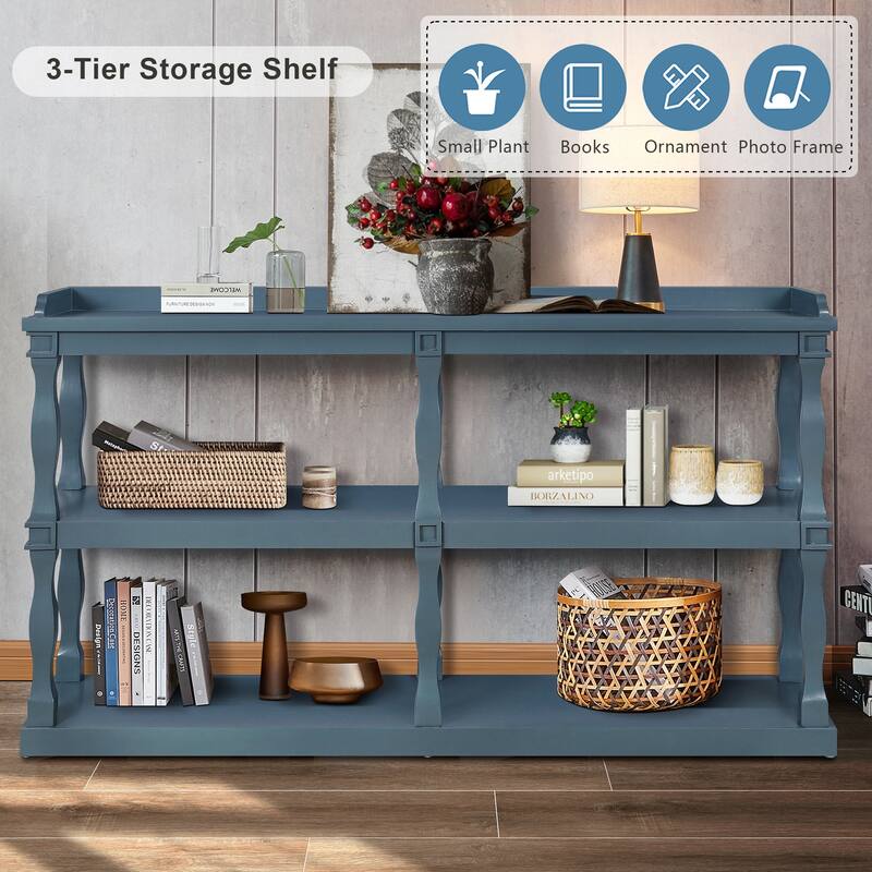 Console Table With 3-Tier Open Storage Spaces