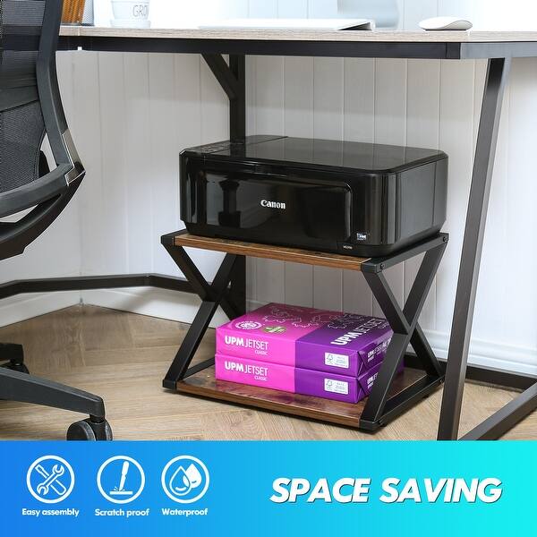Fitueyes Printer Stand 2 Tiers Wood Desk Organizer Shelf Overstock 32408140