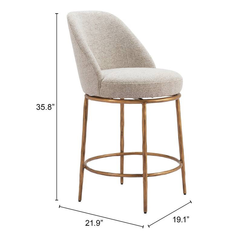 Nordhavn Swivel Counter Stool Beige & Gold