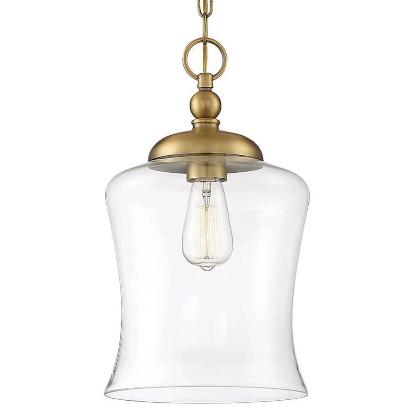 Meridian M70019 Single Light Natural Metal Pendant - Natural Brass