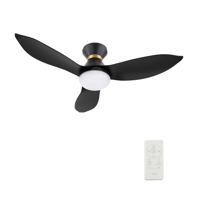 CARRO Chamomile 45" ABS 3-Blade Indoor Smart Ceiling Fan with Light and Remote Control - Black