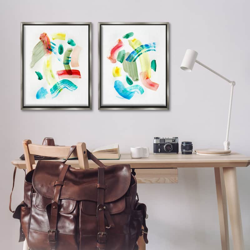 Stupell Macarana Abstract Hues Framed Floater Canvas Wall Art Design By Gemma Bardot (Set of 2)