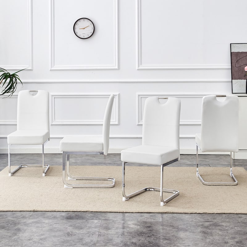 Elegant Dining Chair Side Chair Lounge Chair Leather Chair White Meeting Room Chair Upholstered Reception Chair
