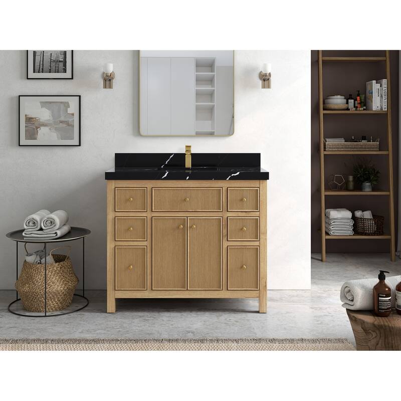 Willow Collections 42 in. W x 22 in. D Sonoma Teak Single Sink Bathroom Vanity with Countertop