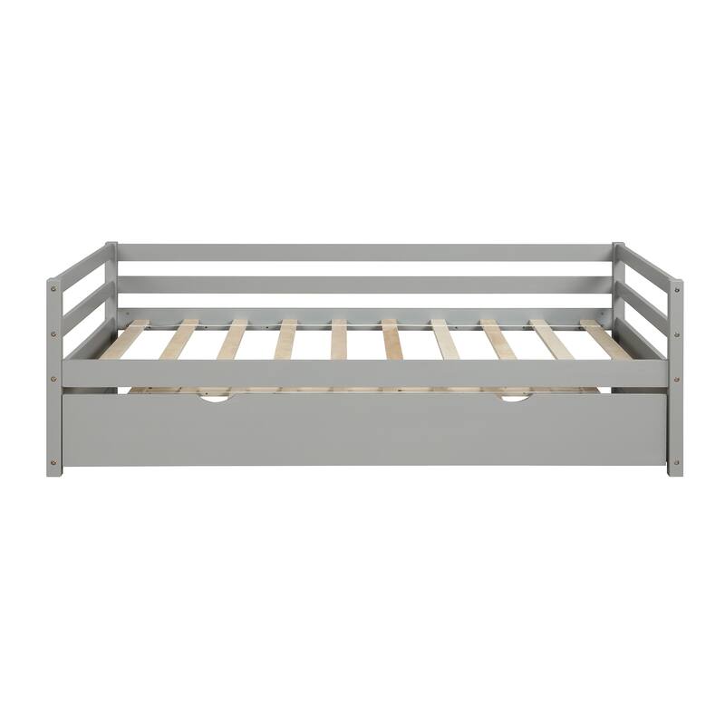 Twin Size Daybed with Trundle Frame Set, No Box Spring Needed