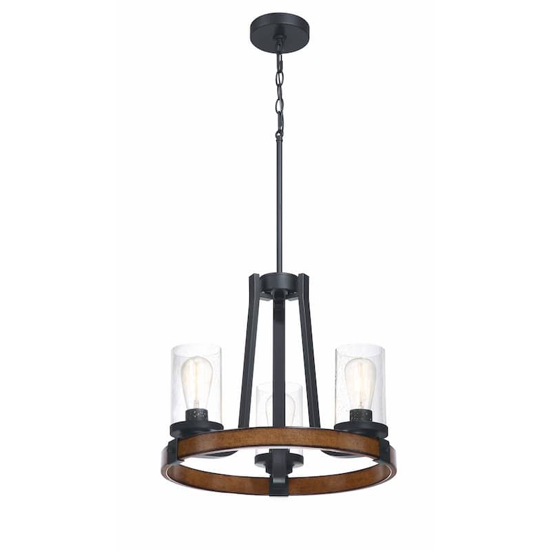 3 Light Shaded Wagon Wheel Chandelier - 18.95"x29"