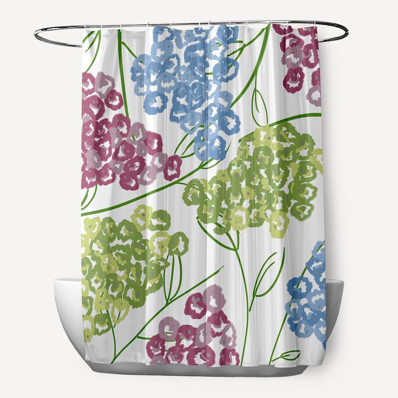 71 x 74-inch Hydrangeas Floral Print Shower Curtain - Purple
