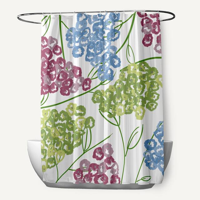 71 x 74-inch Hydrangeas Floral Print Shower Curtain - Purple
