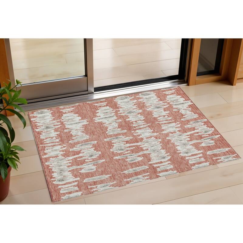 HomeRoots Striped Transitional Rectangle Outdoor Rug - 3' x 5'