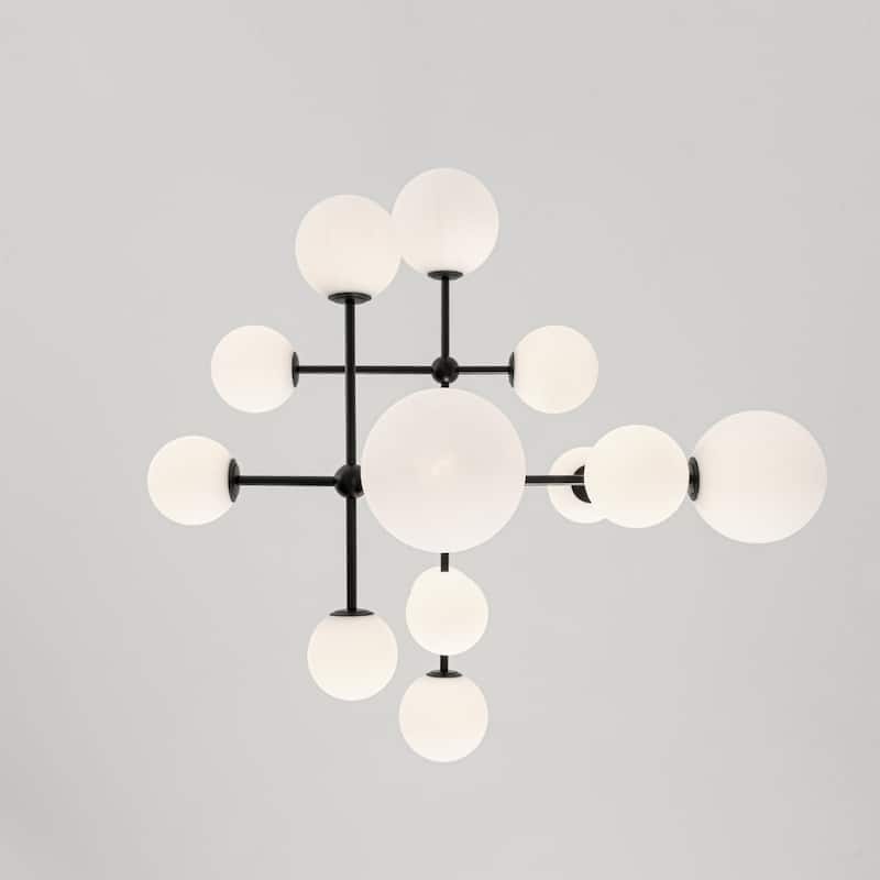 Grand Tiered Frosted Glass Bubble Sputnik Dimmable Entry Chandelier